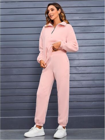 GORGLITTER Women's 2 Pieces Set Long Sleeve Sweatshirts and Drawstring Sweatpants Set Streetwear in Saudi Arabia