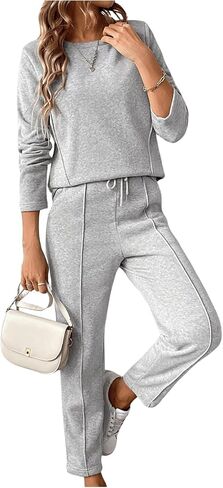 GORGLITTER Women's 2 Pieces Set Long Sleeve Sweatshirts and Drawstring Sweatpants Set Streetwear in Saudi Arabia