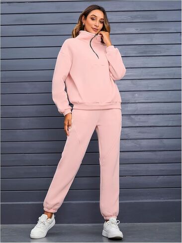GORGLITTER Women's 2 Pieces Set Long Sleeve Sweatshirts and Drawstring Sweatpants Set Streetwear in Saudi Arabia