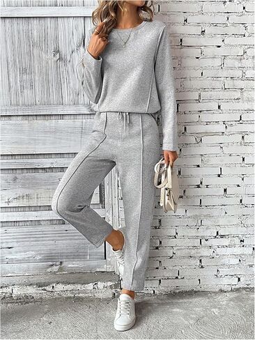GORGLITTER Women's 2 Pieces Set Long Sleeve Sweatshirts and Drawstring Sweatpants Set Streetwear in Saudi Arabia