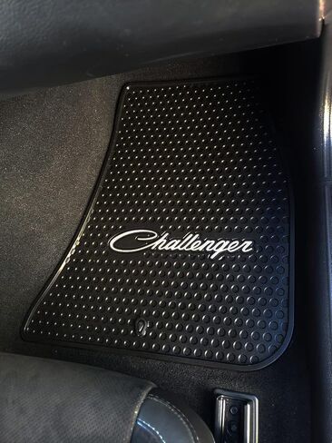 Lloyd Mats Heavy Duty Signature Rubber All Weather Floor Mats Heavy Duty Rubber Floor Mats for Dodge Challenger RWD 2011-2023 (2PC - Red Challenger, Black) in Kuwait