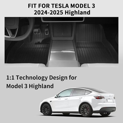 2025 Floor Mats for Tesla Model 3, Tesla Model 3 Accessories 2024 2025, 3 PCS Floor Mats Fit for Tesla Model 3 Highland, All-Weather Floor Mats Model 3(3PCS) in Kuwait