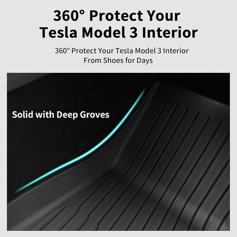 2025 Floor Mats for Tesla Model 3, Tesla Model 3 Accessories 2024 2025, 3 PCS Floor Mats Fit for Tesla Model 3 Highland, All-Weather Floor Mats Model 3(3PCS) in Kuwait