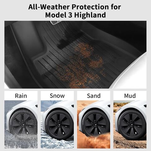 2025 Floor Mats for Tesla Model 3, Tesla Model 3 Accessories 2024 2025, 3 PCS Floor Mats Fit for Tesla Model 3 Highland, All-Weather Floor Mats Model 3(3PCS) in Kuwait