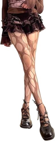 Mrotrida Women's Ripped Fishnet Tights Irregular Distressed Hole Mesh Tights Stockings Y2k Lace Sheer Pantyhose in Saudi Arabia