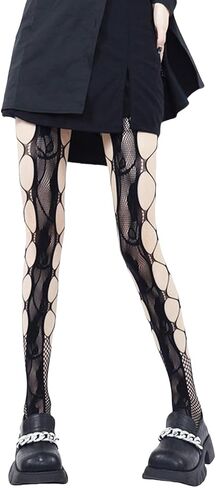 Mrotrida Women's Ripped Fishnet Tights Irregular Distressed Hole Mesh Tights Stockings Y2k Lace Sheer Pantyhose in Saudi Arabia