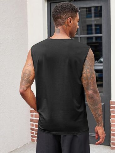 Runcati Men's Workout Tank Tops Sleeveless Muscle Gym Slim Fit Henley Shirt Casual Basic Summer Beach Tops in Kuwait