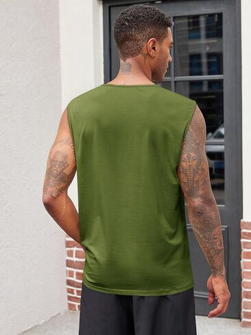 Runcati Men's Workout Tank Tops Sleeveless Muscle Gym Slim Fit Henley Shirt Casual Basic Summer Beach Tops in Kuwait