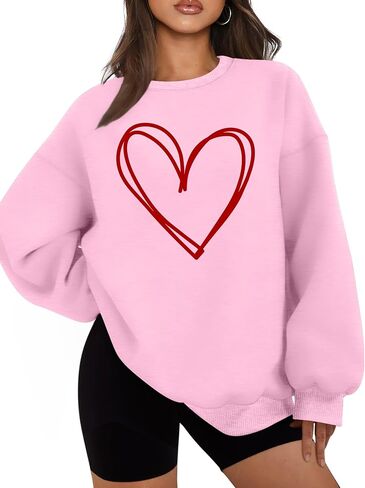 hohololo Valentines Day Sweatshirt Women Oversized Love Heart Shirt Pullover Valentine's Long Sleeve Tops in Saudi Arabia