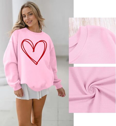 hohololo Valentines Day Sweatshirt Women Oversized Love Heart Shirt Pullover Valentine's Long Sleeve Tops in Saudi Arabia