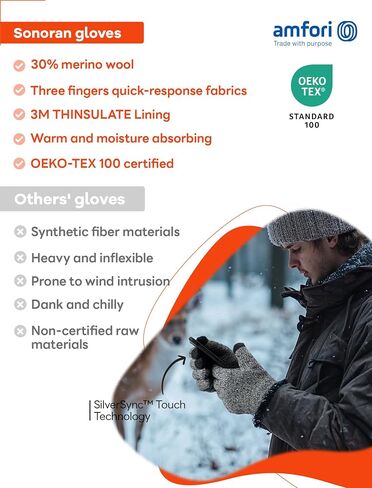 Winter Gloves for Men Women Merino Wool Touch Screen THINSULATE Lining Warm Gloves Thermal Soft Knit for Cold Weather in Saudi Arabia