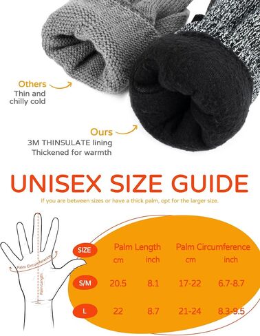 Winter Gloves for Men Women Merino Wool Touch Screen THINSULATE Lining Warm Gloves Thermal Soft Knit for Cold Weather in Saudi Arabia