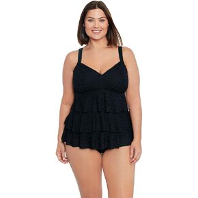 Penbrooke Shape Solver Women's Plus Shadow Prowl Triple Tier Soft Cup Tankini Top Separate