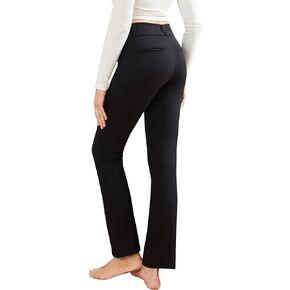 Women's Stretchy Straight Leg Work Dress Pants Comfortable Business Casual Pull On Pants