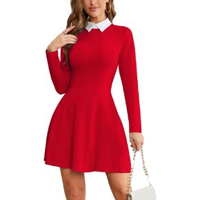Laqeyko Women's Long Sleeve Peter Pan Collar Aline Halloween Party Dresses