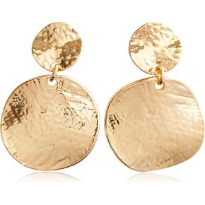 Lightweight Matte Gold Silver Round Disc Geometric Earrings Minimalist Circle Square Statement Earrings for Women Girls Jewelry Gift