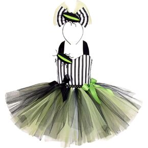 IBTOM CASTLE Kids Girl Halloween Costume Short Sleeve Ruffle Tulle Tutu Dress Fairy Fancy Dress up Festival Suit