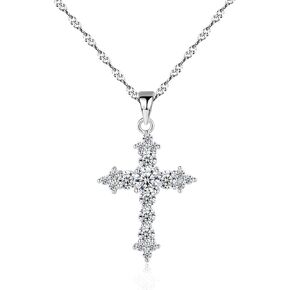 Bellitia Jewelry Fashion Cross Pendant Necklace for Women, Cubic Zirconia Cross Necklace with 45cm Adjustable Chain