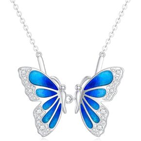 Butterfly Necklace 925 Sterling Silver Butterfly Necklaces for Women Statement Dainty Butterfly Pendant for Wife/Girlfriend