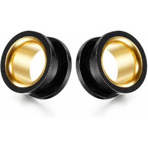 2PCS Stainless Steel Screw Ear Gauges Tunnels Hollow Double Flare Black Gold For Man For Woman Body Piercing Jewelry 6mm-30mm Stretcher