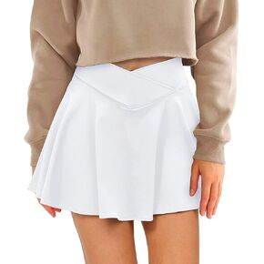 TZLDN Women's Tennis Golf Skirt with Shorts Pockets Crossover High Waisted Pleated Workout Athletic Skorts