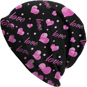 Valentine's Day Hearts Print Beanie Hat Warm Skull Cap Adult Chemo Caps Slouchy Cancer Headwear Gift for Women Men
