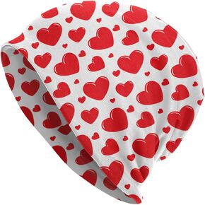 Valentine's Day Hearts Print Beanie Hat Warm Skull Cap Adult Chemo Caps Slouchy Cancer Headwear Gift for Women Men