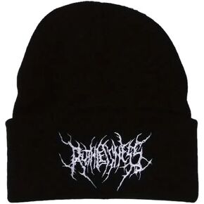 Black White Beanie Hat Men Stylish Gothic Scar Embroidery Knitted Fashion Winter Cap Street Ski Skull Soft Warm Unisex Women Teens