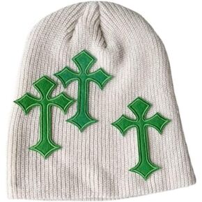 Y2K Hat Dark Cross Wool Hat Cross Pattern Fashion Knit Hat Gothic Three Cross Beanie Hat Outdoor in Kuwait
