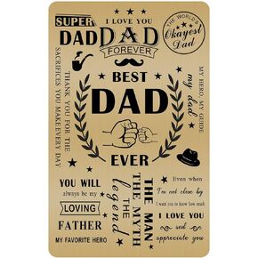 Emideary Valentines Day Gifts for Dad - Best Dad Ever Card - Brass Engraved Wallet Card Inserts - Father's Day Christmas Gifts for Dad - Father from Daughter Son