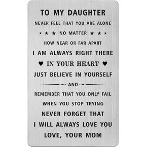 Daughter Birthday Card Gifts - I Love You Daughter from Mom - Daughter Birthday Wedding Engraved Wallet Card Gifts for Girl
