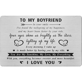 TANWIH Gifts for Boyfriend, Boyfriend Engraved Card Gifts, I Love You Boyfriend, Boyfriend BF Birthday Valentine's Day Gift Ideas