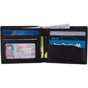 محفظة جلدية للرجال، 2 ID windows Retro Bifold Wallet RFID محافظ جلدية أصلية مع 8 فتحات للبطاقات VONXURY