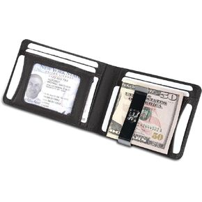 KONACK المال كليب المحفظة للرجال سليم طوكيو RFID حجب الجلد الحقيقي الجبهة جيب Bifold حامل بطاقة الائتمان محفظة رجالية هدية صندوق