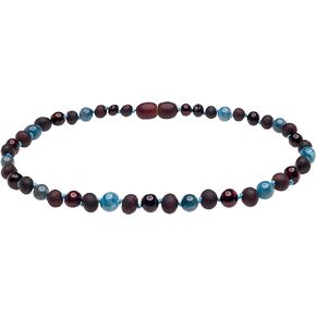 Genuine Amber Necklace From Baltic Sea Made With Polished Cherry Unpolished Cherry & Apatite 45 cm (17.7 Inches), green