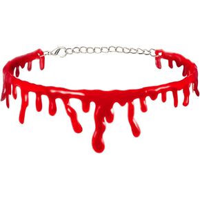 Horror Blood Drip Neck Cut Choker Necklace for Women Teen Girls Punk Soft Vampire Red Bloody Scar Throat Bleeding Lightweight Joke Necklace for Halloween Decoration Mardi Gras Party Cosplay Jewelry Gifts
