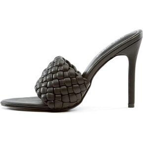 Cape Robbin Anson Sexy Woven High Heels for Women, Square Open Toe Shoes Heels