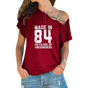 wishcart Made in 82 Print T-Shirt Short Sleeve 40th Birthday Gifts for Women