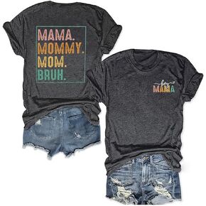 Boy Mama Shirt for Women Mama Mommy Mom Bruh T-Shirt Mother Gifts Shirts Mom of Boys Funny Letter Print Tee Tops