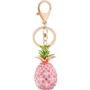 Pineapple Crystal Rhinestone Keyring Car Charm Pendant Bag Keychain Accessories for Women Yellow