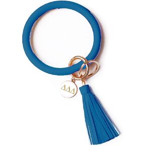 Sorority Shop DDD Bangle Keychain - Delta Delta Delta Blue Ring Keychain with Engraved Disc