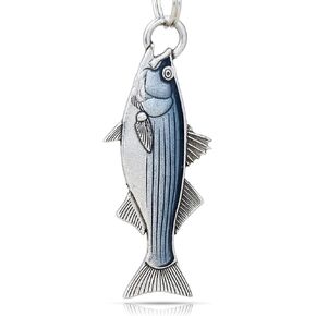 DANFORTH - Striped Bass Keyring - 2½" Long - Fisherman's Gift - Handcrafted Pewter - Made in the USA