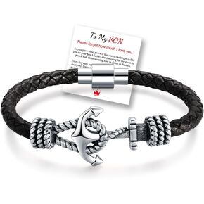 Anchor Leather To My Son Bracelet From Mom Dad