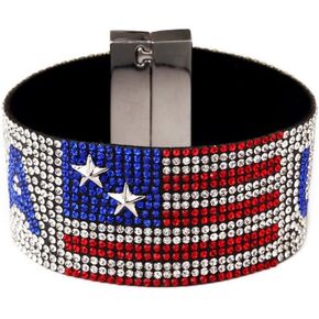 NASAMA USA Flag Hot Drilling Bracelets Hand Belt Patriotic Classic Bangle Hip Hop Jewelry For Men's Gift in Kuwait