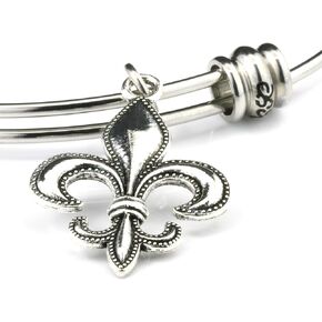 Fleur de Lis Bracelet | Fleur de Lis Jewelry Bangle Stainless Steel HypoAllergenic Fleurdelis Jewelry for Women and Men Unusual Jewelry for Women and Men with one of the Nicest Fleur de Lis Charms
