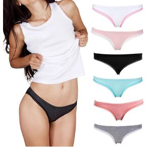 Emprella Womens Bikini Underwear (6-Pack) Seamless Breathable Cotton Panties