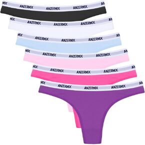 ANZERMIX Women's Breathable Cotton Thongs Panties Pack of 6