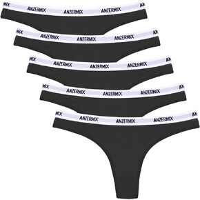 ANZERMIX Women's Breathable Cotton Thongs Panties Pack of 6