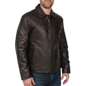 Excelled Men's Big and Tall New Zealand Lambskin Leather Classic Open Bottom Jacket, Brown, 4XL