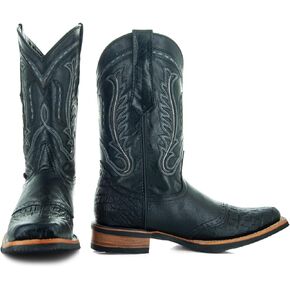 Soto Boots Men's Saddle Vamp Gator Belly Print Cowboy Boots H50039